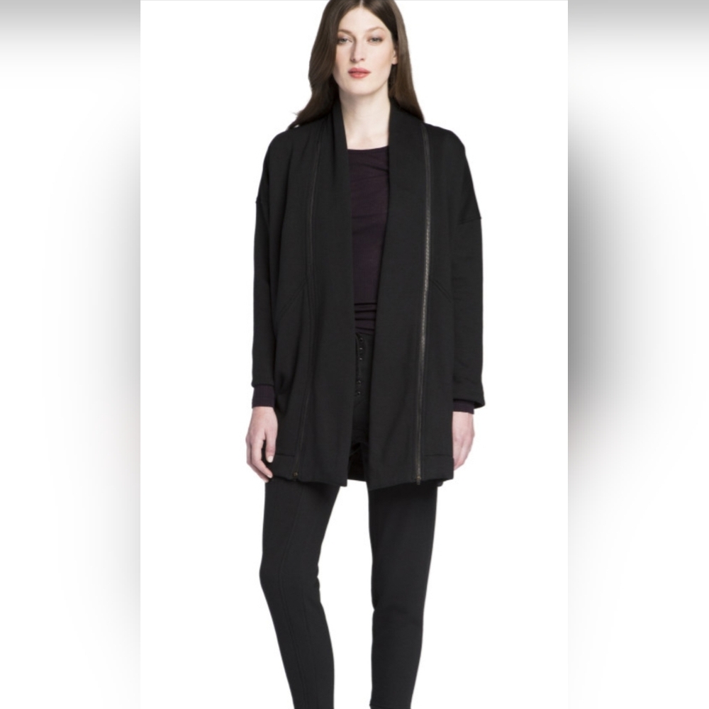 Prairie Underground Black Lagenlook Ditto Cardigan, Rare Fleece, Size Large